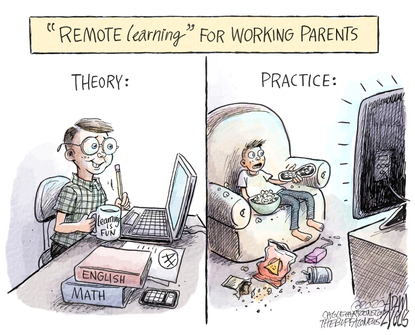 Editorial Cartoon U.S. Covid remote learning