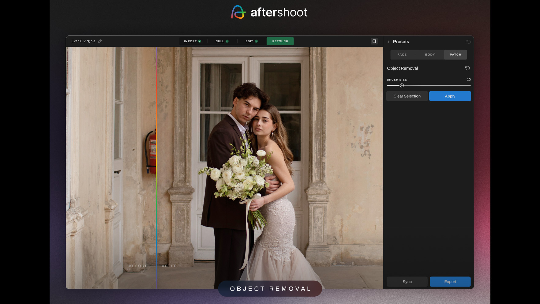 Aftershoot screenshot of portrait demonstrating the software's new AI Retouching tools