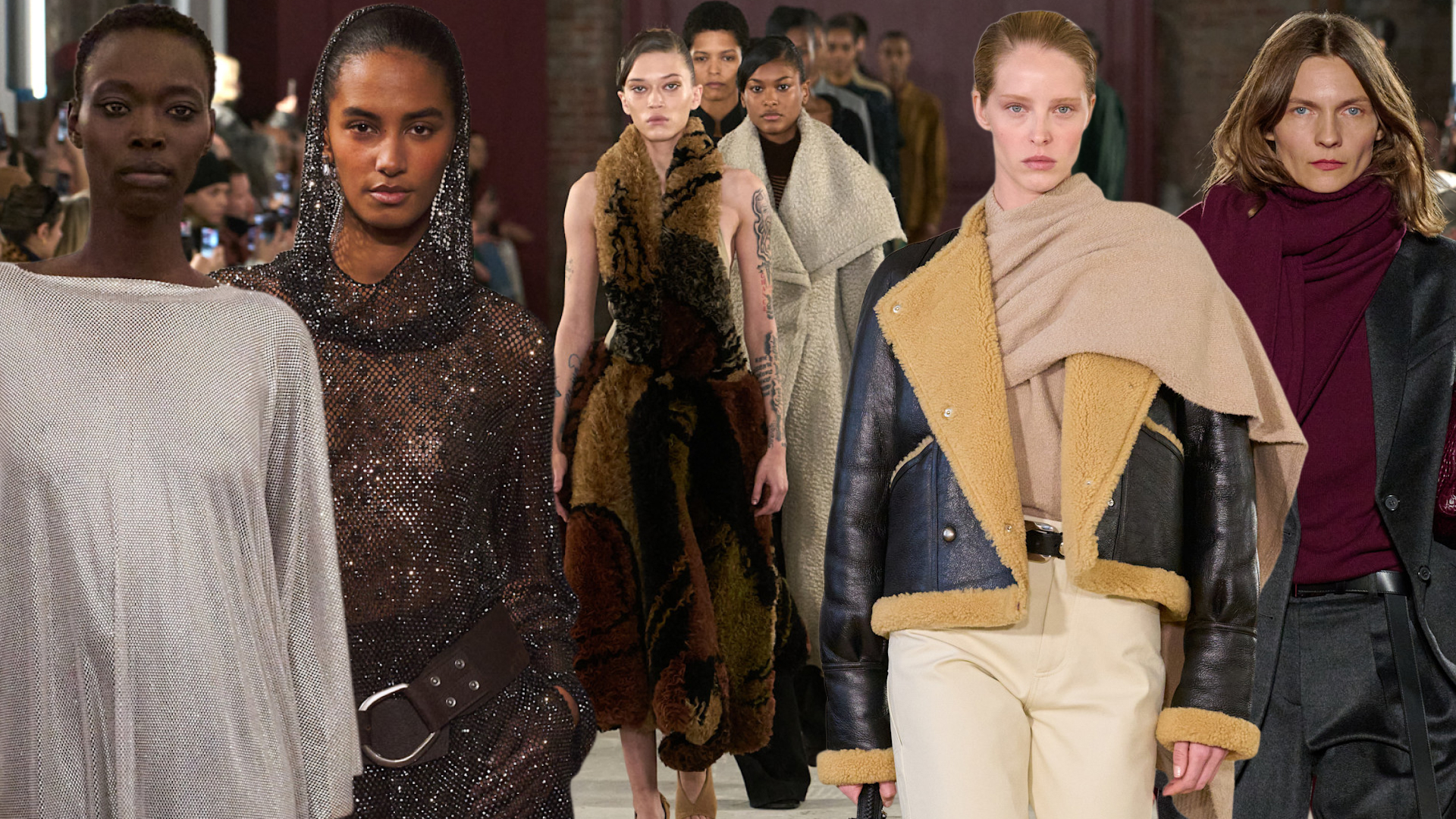 models on fashion show runways including Christan Cowan, Ralph Lauren, Diotima, Altuzarra, and Michael Kors