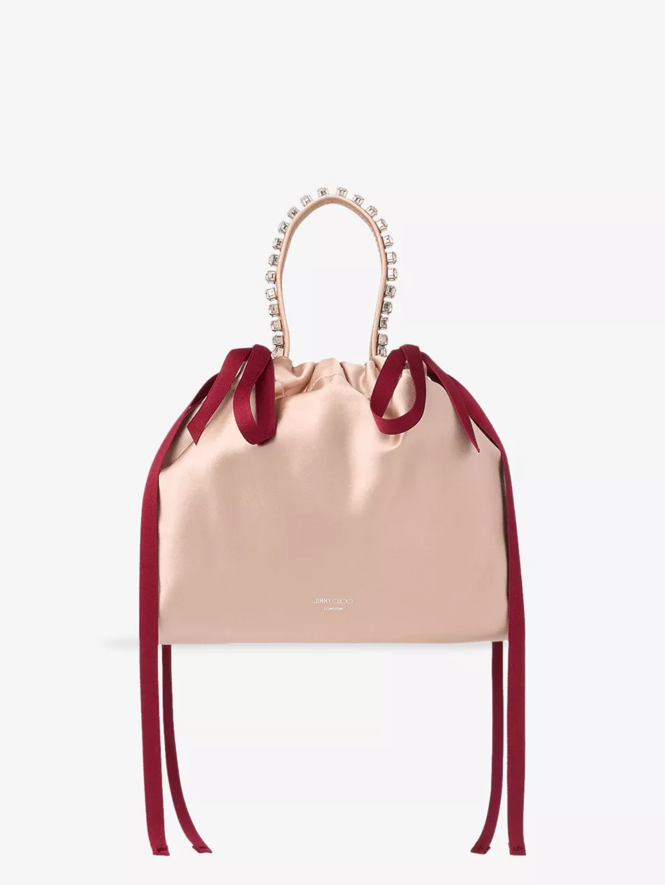 Drawstring Mini Top Handle Satin Shoulder Bag