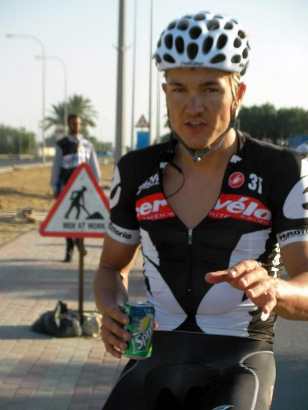Heinrich Haussler (Cerv&eacute;lo) cools down after finishing second in the sprint.