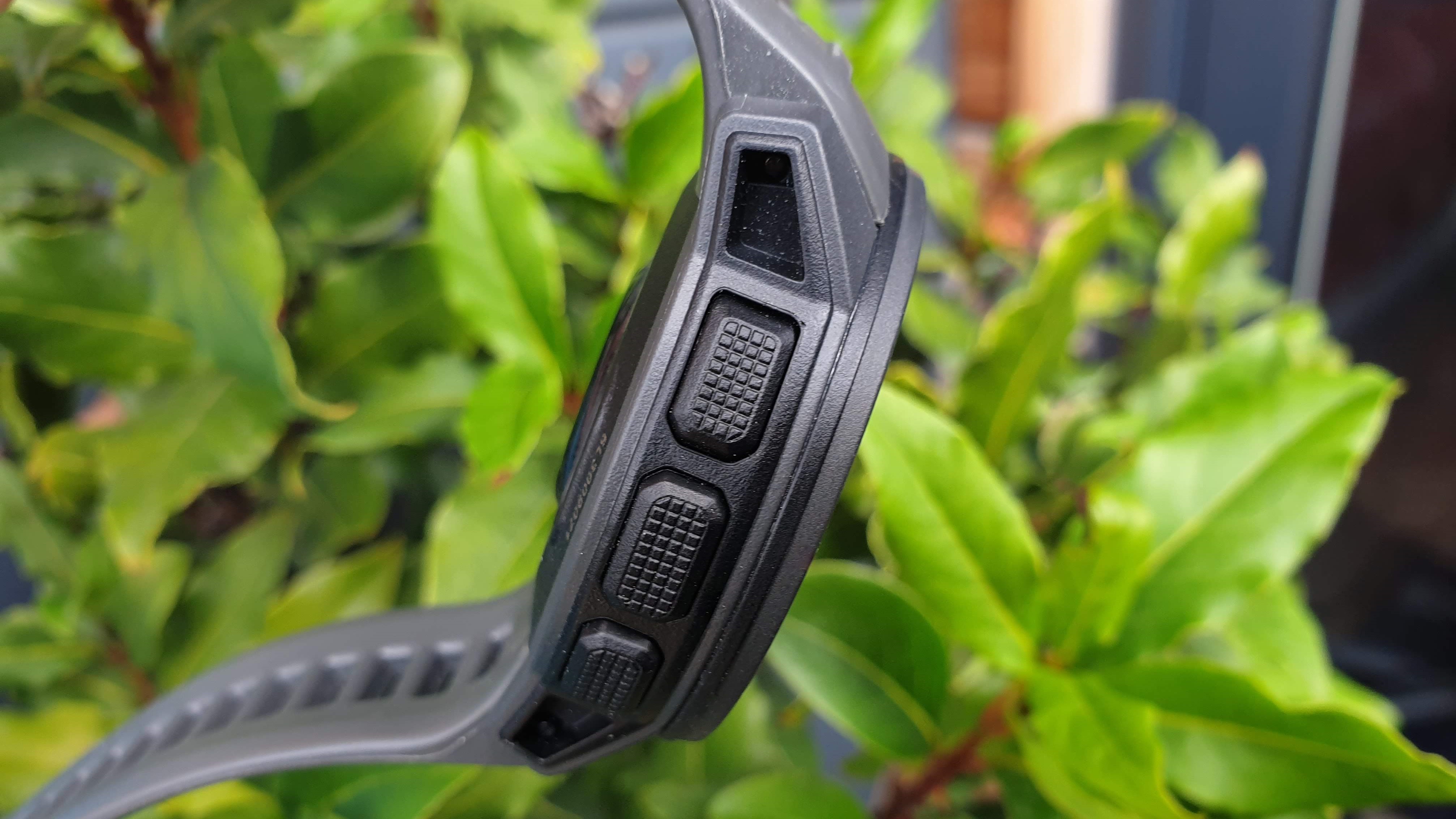 Side view of the Garmin Instinct Solar showing three control buttons