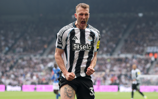 Dan Burn of Newcastle United reacts during the Premier League match between Newcastle United and Sunderland at St James' Park on March 22, 2026 in Newcastle upon Tyne, England.