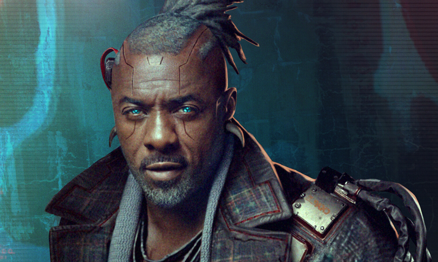 Artist depiction of Idris Elba in Cyberpunk 2077