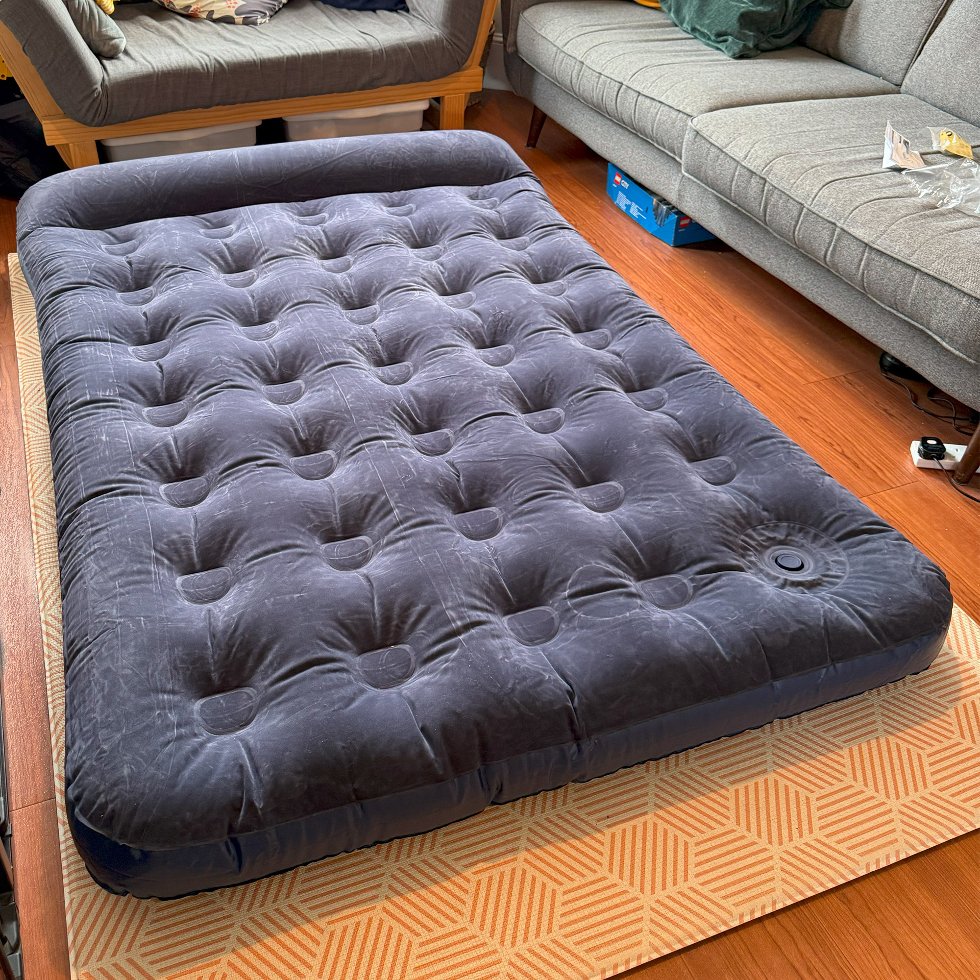 The Silentnight Deluxe Airbed with Built-in Foot Pump being tested