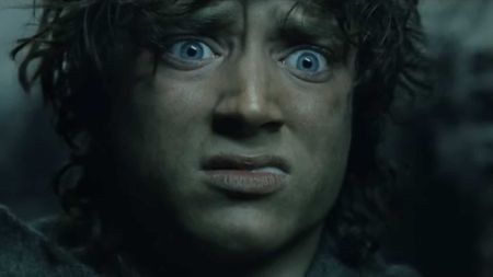 Frodo after being stabbed in The Lord of the Rings: The Return of the King