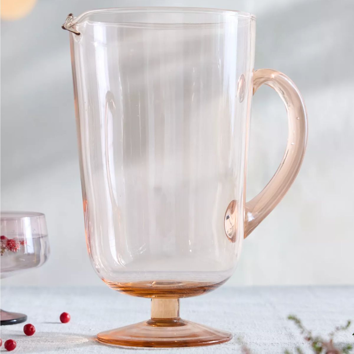 A salmon pink pitcher