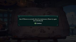 Sea of Thieves kiwibeard error code message