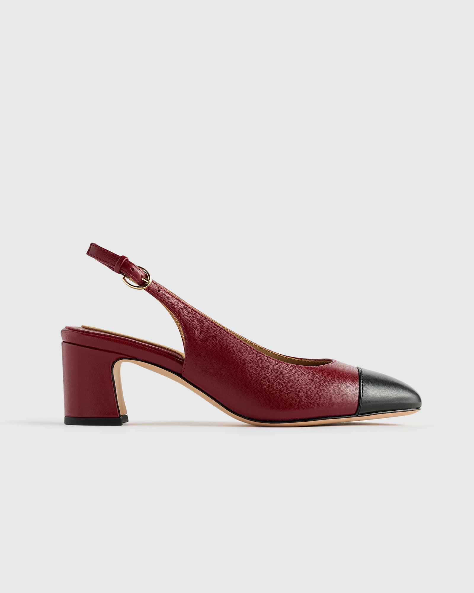 Italian Leather Cap Toe Slingback in Garnet