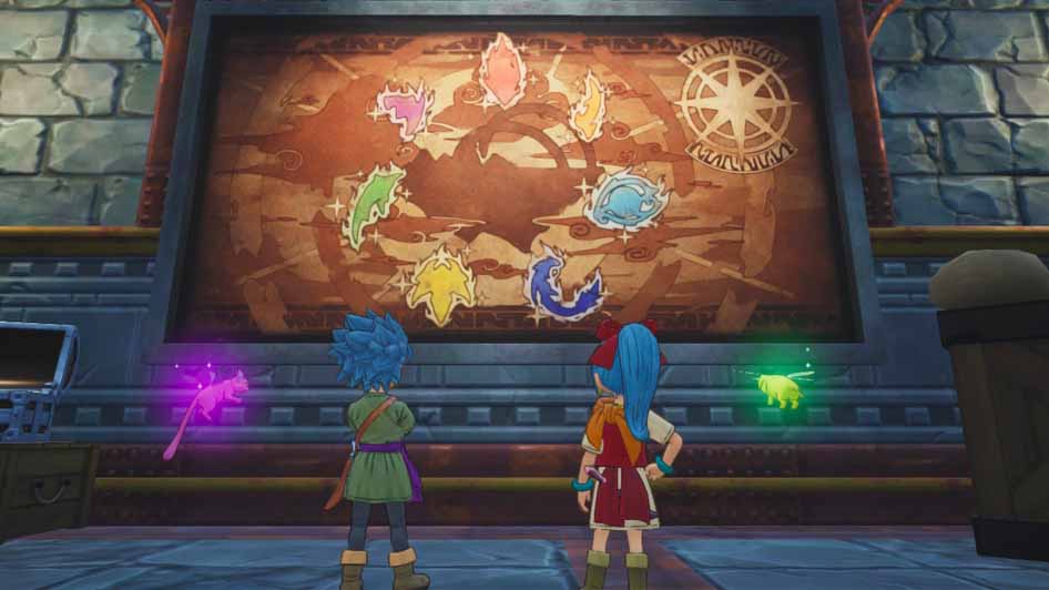 Dragon Quest Treasures: Mia and Erik looking at map
