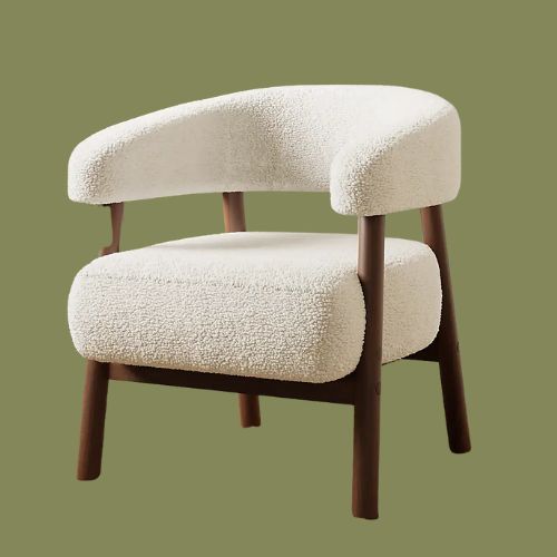 Dunelm, Cleo Curved Ivory Sherpa Accent Chair