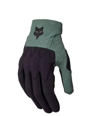 a green/black fox defend d3o glove on a white background