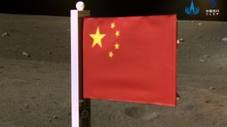 A chinese flag on the moon