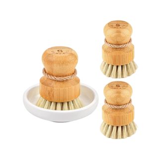 Three bamboo cleaning scrubbers