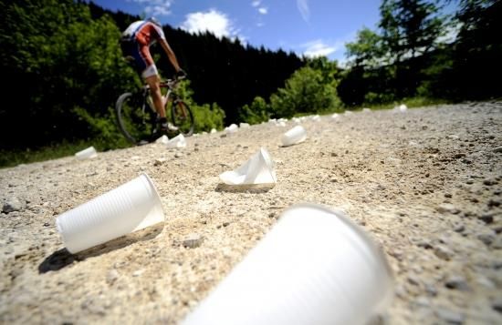 A rider cruises through the feedzone