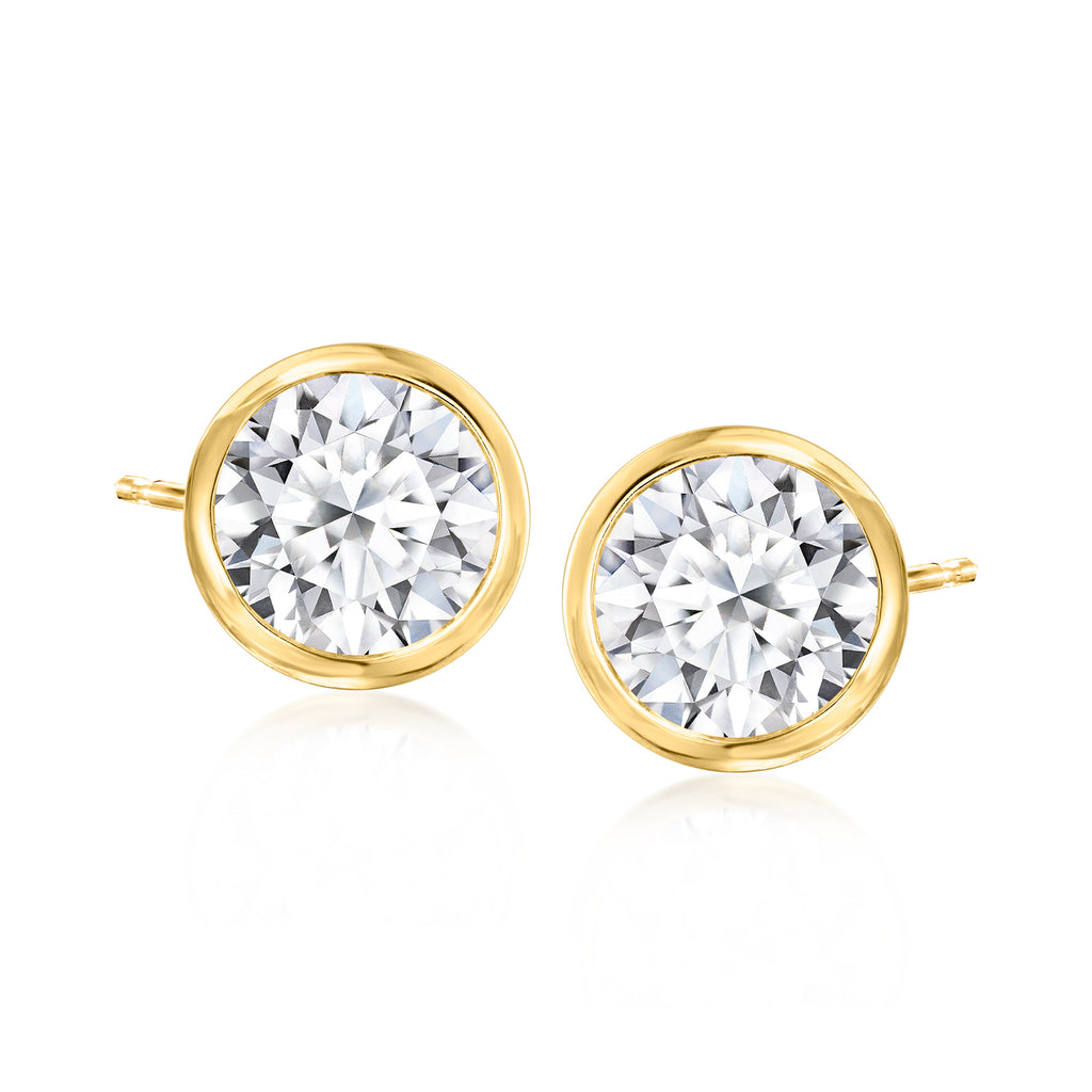 3.00 Ct. T.w. Bezel-Set Lab-Grown Diamond Stud Earrings in 14kt Yellow Gold