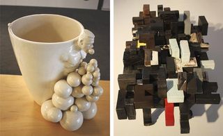 Left: 'Mad Matters' by ceramic art duo Ceramic Matters at Guild pop-up shop Artisan, Right: Andile Dyalvane's 'Docks' table, shown by Southern Guild