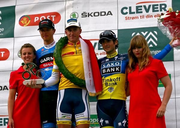 The final Denmark podium: Ramunas Navardauskas, Lieuwe Westra and Manuele Boaro