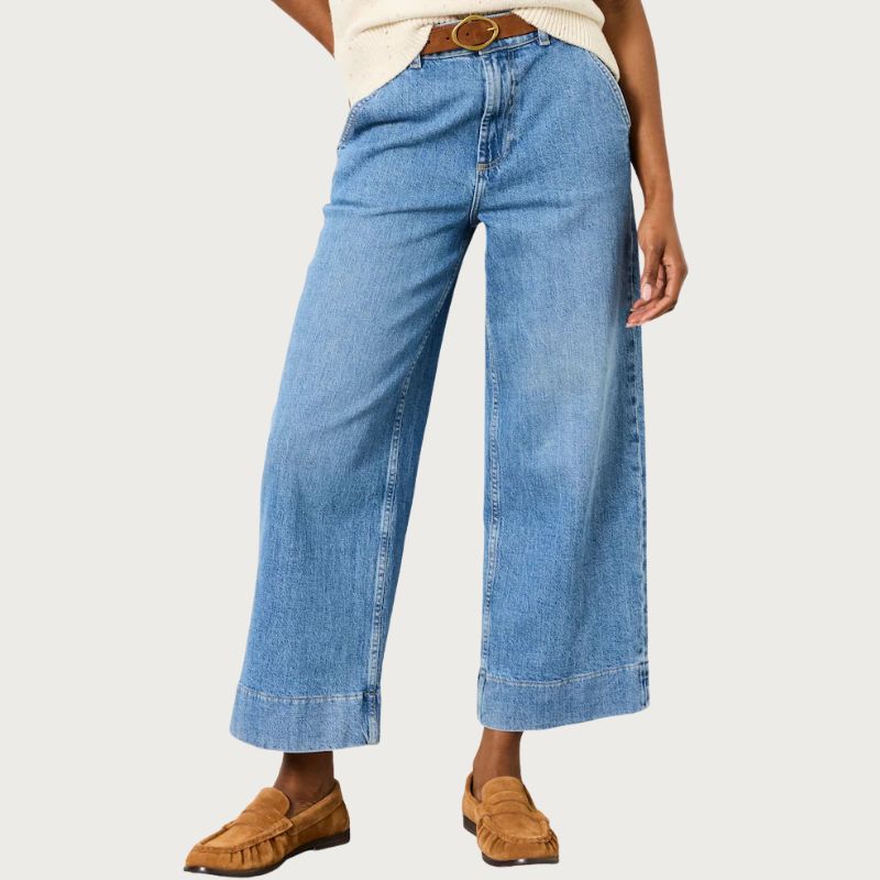 Hove Bright Blue Wide Leg Crop Jeans