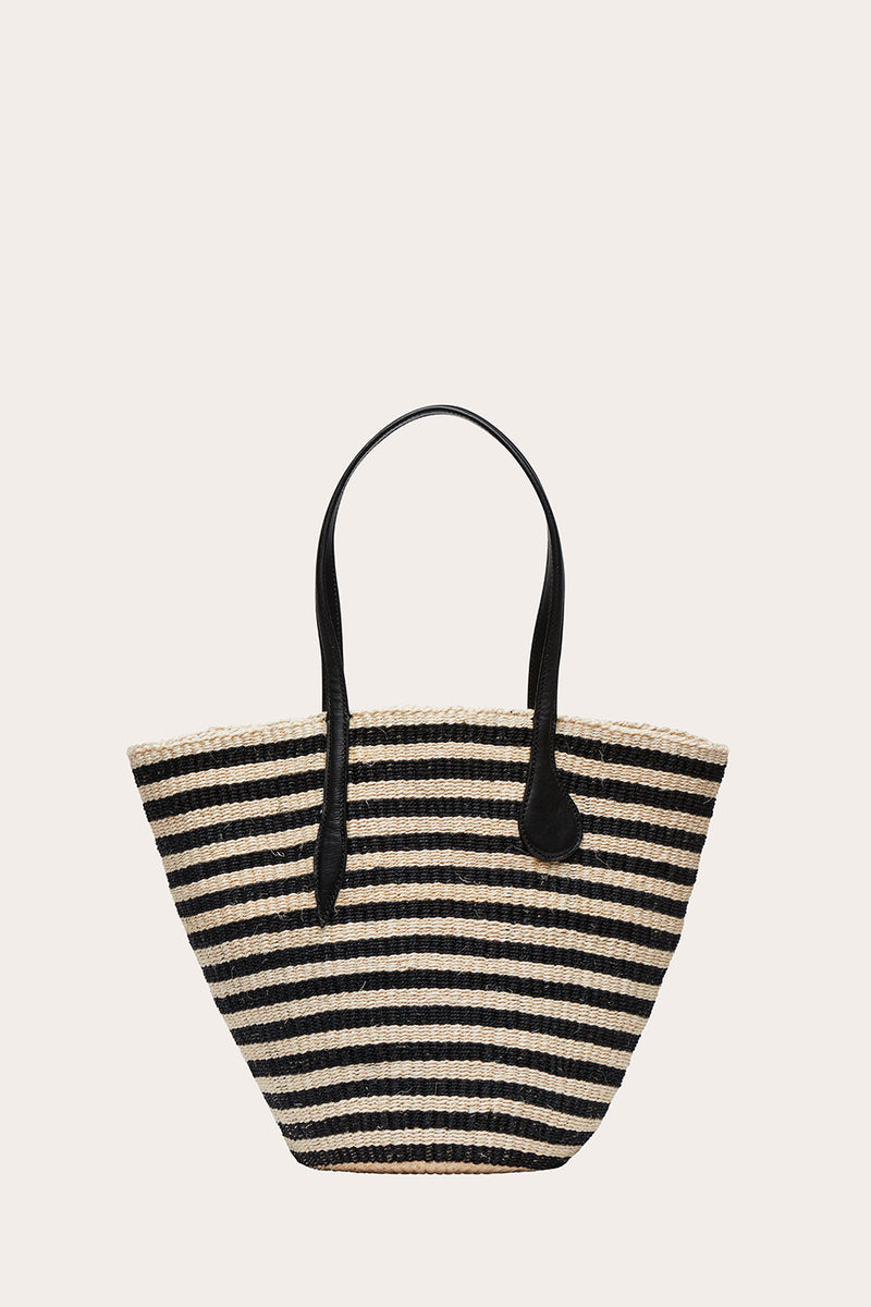 Straw Basket Black and Cream