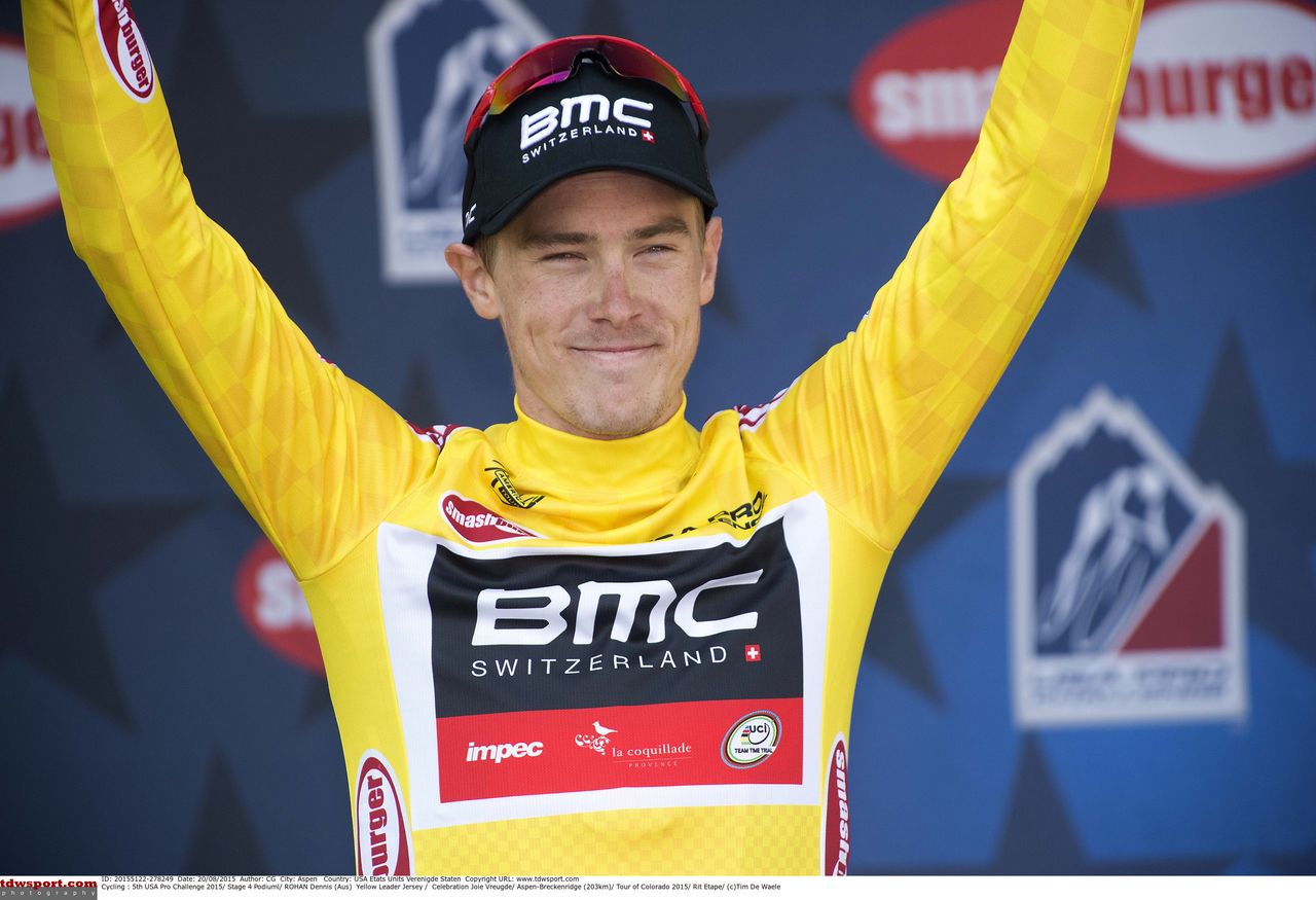 Rohan Dennis in the leader's yellow jersey at the 2015 USA Pro Challenge