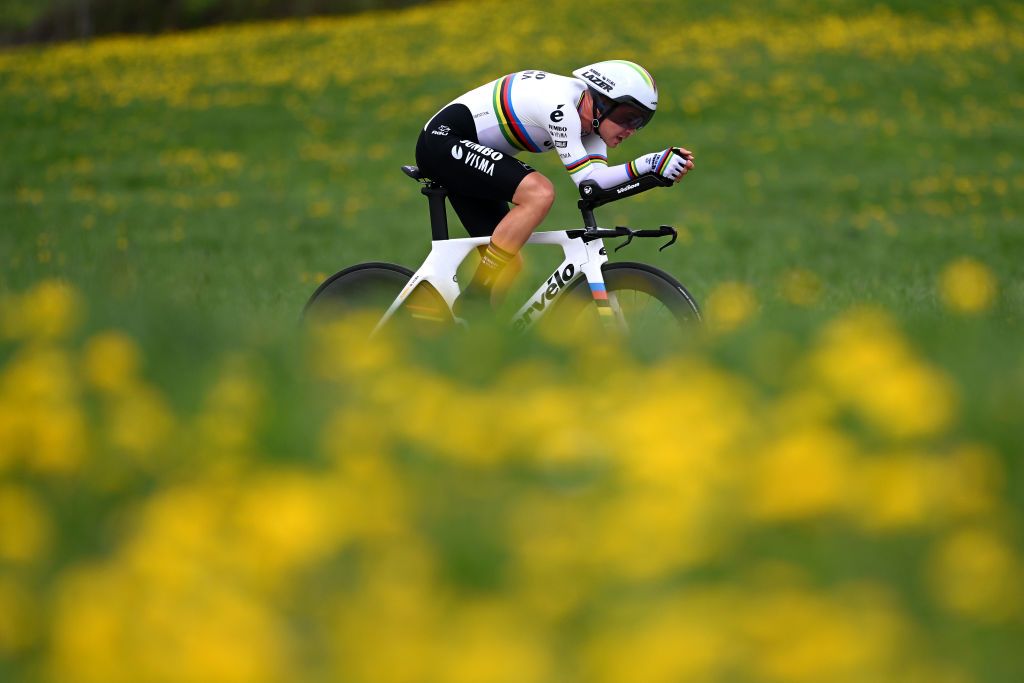 CHTELSAINTDENIS SWITZERLAND APRIL 28 Tobias Foss of Norway and Team JumboVisma sprints during the 76th Tour De Romandie 2023 Stage 3 a 1875km individual time trial stage from ChtelSaintDenis to ChtelSaintDenis UCIWT on April 28 2023 in ChtelSaintDenis Switzerland Photo by Dario BelingheriGetty Images