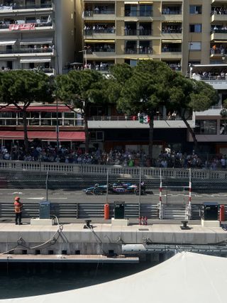 A view of the Monaco Grand Prix showing Pierre Gasly in 10th place.