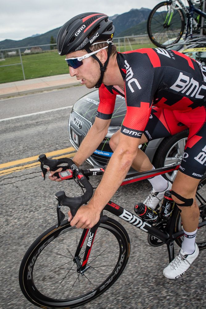 Taylor Phinney (BMC) works his way through the caravan.