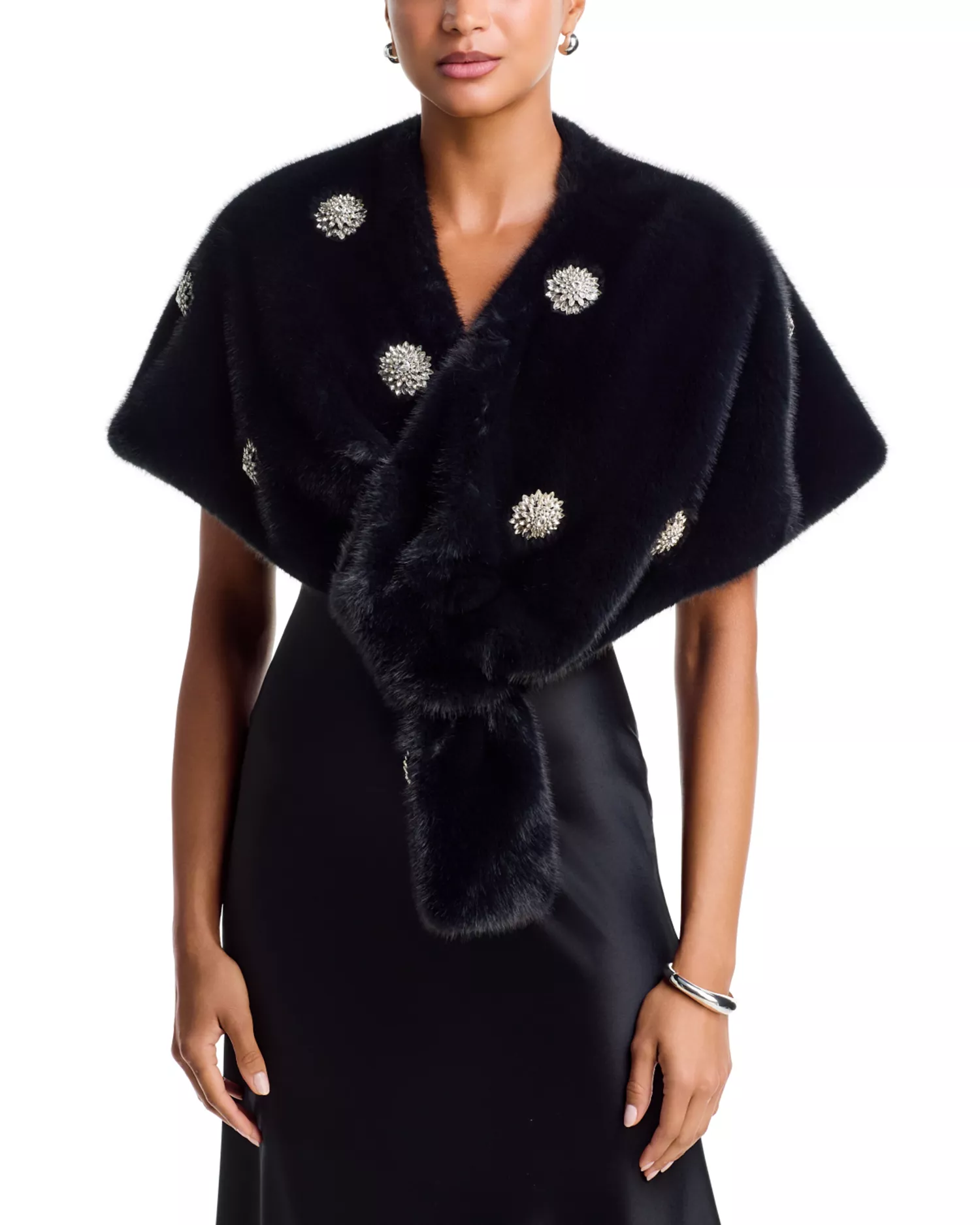 Cinq &amp;agrave; Sept, Rhinestone Dahlia Gianella Faux Fur Stole