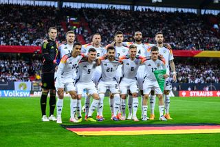 Germany Euro 2024 squad Team photo Germany with Front row (L-R): Jamal Musiala, Pascal Gross, Ilkay Guendogan, Joshua Kimmich, Florian Wirtz, back row (L-R): Manuel Neuer, Maximilian Mittelstaedt, Waldemar Anton, Kai Havertz, Jonathan Tah, Robert Andrich during the international friendly match between Germany and Ukraine at Max-Morlock-Stadion on June 03, 2024 in Nuremberg, Germany. (Photo by Markus Gilliar - GES Sportfoto/Getty Images)