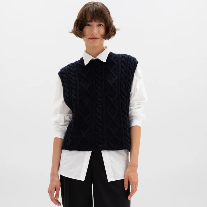 Aran Cable Knit Cashmere Tank
