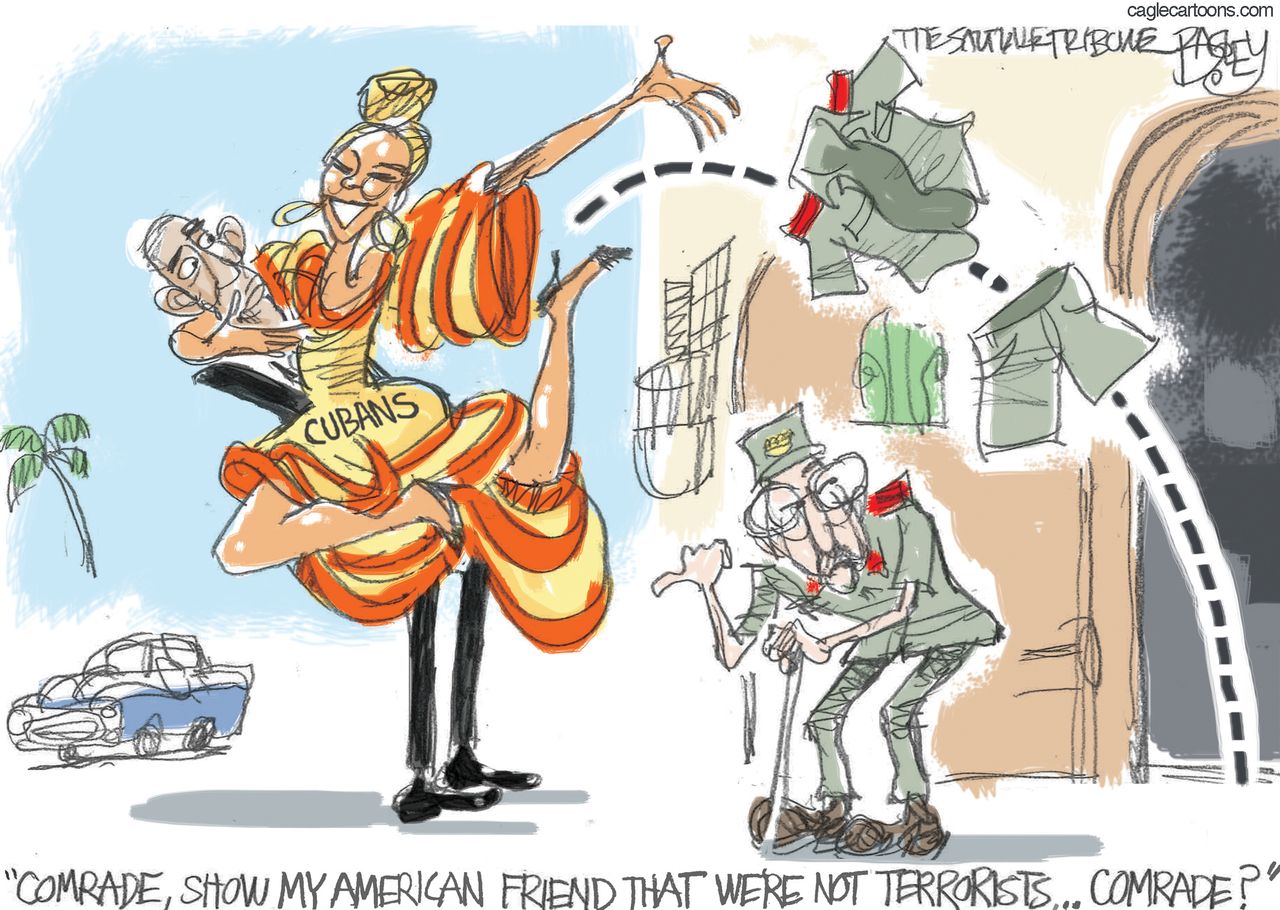 Obama cartoon U.S. Cuba diplomacy