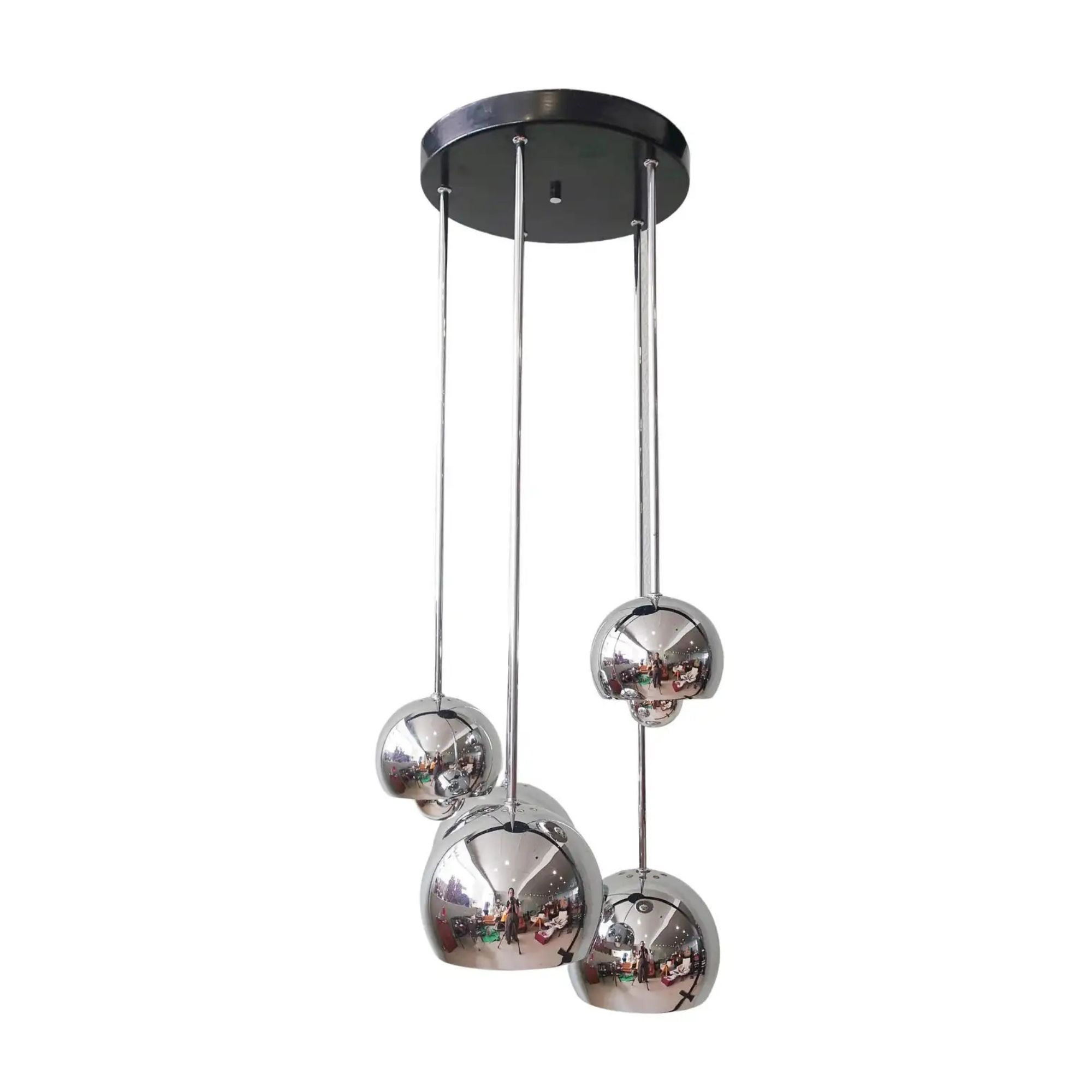 Sputnik 1970s chrome cascading pendant lamp