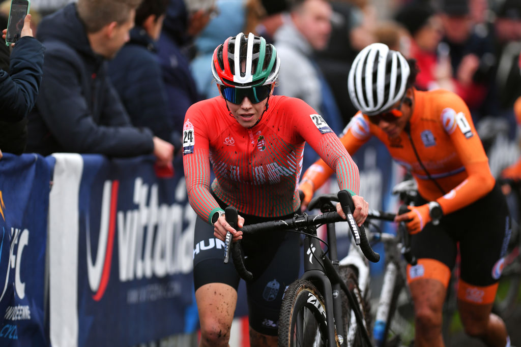 COL DU VAM DRENTHE NETHERLANDS NOVEMBER 06 Blanka Vas Kata of Hungary competes during the 19th UEC European Cyclocross Championships 2021 Womens Elite EuroCross21 UECcycling on November 06 2021 in Col du Vam Drenthe Netherlands Photo by Luc ClaessenGetty Images