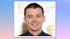 Asa Butterfield during the BAFTA Film Awards Nominations Announcement 2020 photocall at BAFTA on January 07, 2020 in London, England/ in a blue, purple and pink gradient template