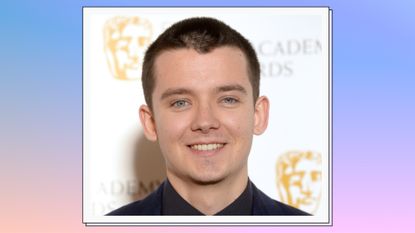 Asa Butterfield during the BAFTA Film Awards Nominations Announcement 2020 photocall at BAFTA on January 07, 2020 in London, England/ in a blue, purple and pink gradient template