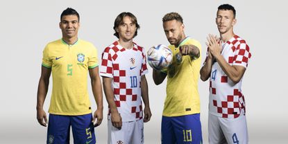 A preview of the Croatia v Brazil game from the World Cup 2022, featuring Casemiro, Luca Modric, Neymar Jr and Ivan Perisic