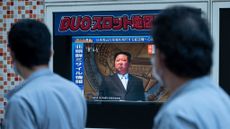 A Japanese news network shows footage of Kim Jong Un.