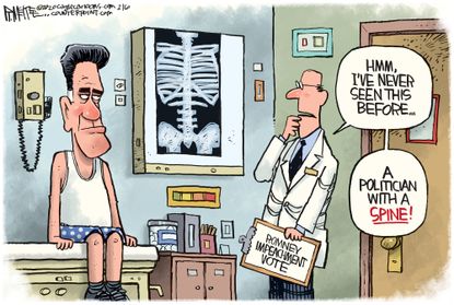 Political Cartoon U.S. Trump Mitt Romney Ukraine impeachment vote spineless politicians doctor’s office