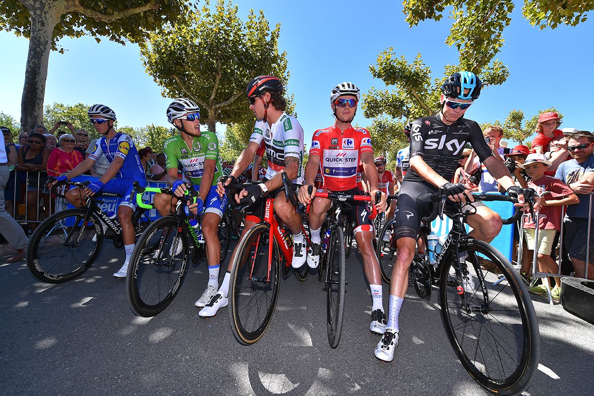 The Vuelta a Espana jersey wearers on stage 3