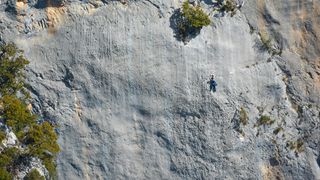 what is sport climbing: climber in the Verdon Gorge