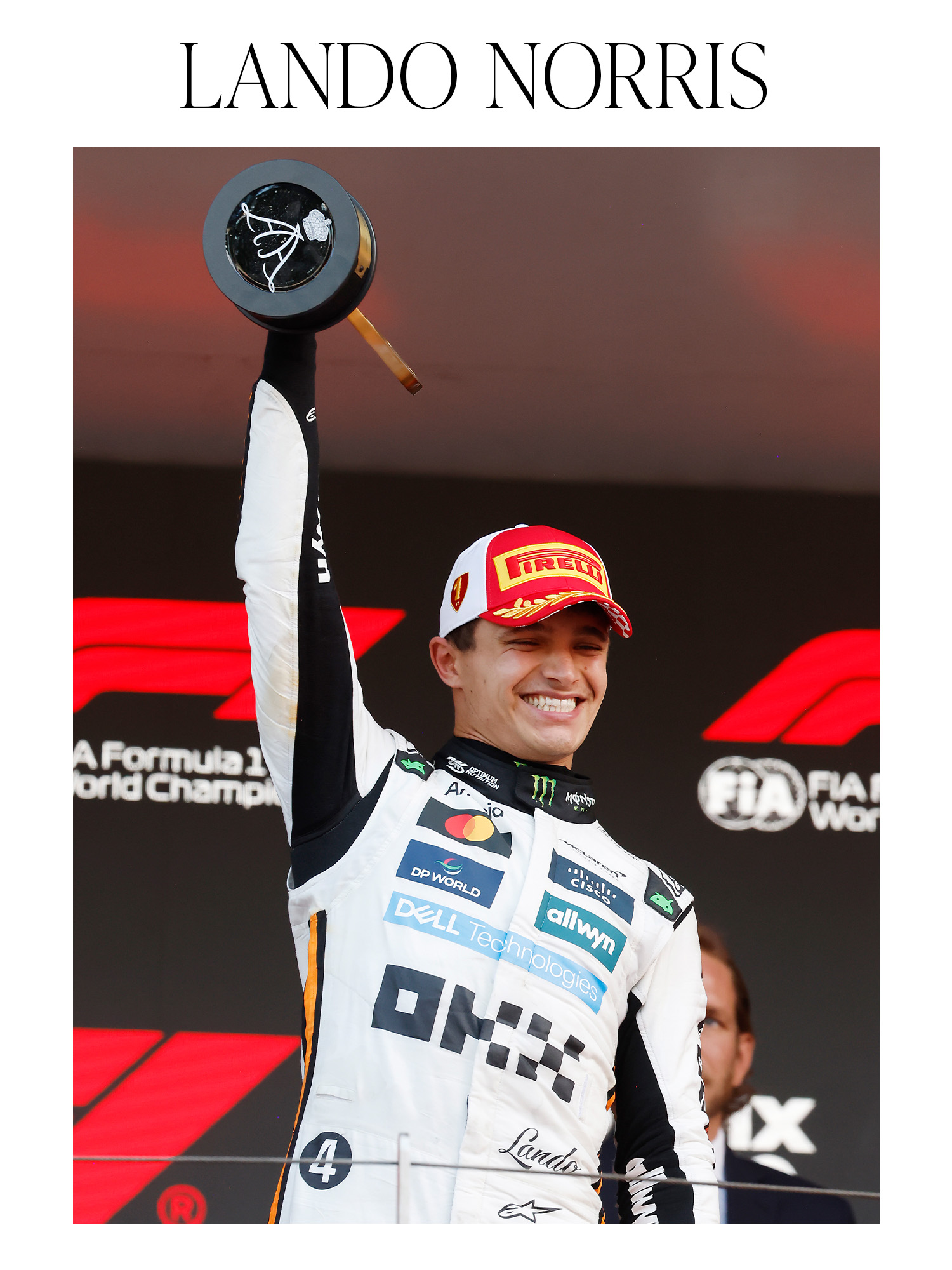 MONTE-CARLO, MONACO - MAY 25: Race winner Lando Norris of Great Britain and McLaren lifts his trophy on the podium during the F1 Grand Prix of Monaco at Circuit de Monaco on May 25, 2025 in Monte-Carlo, Monaco.