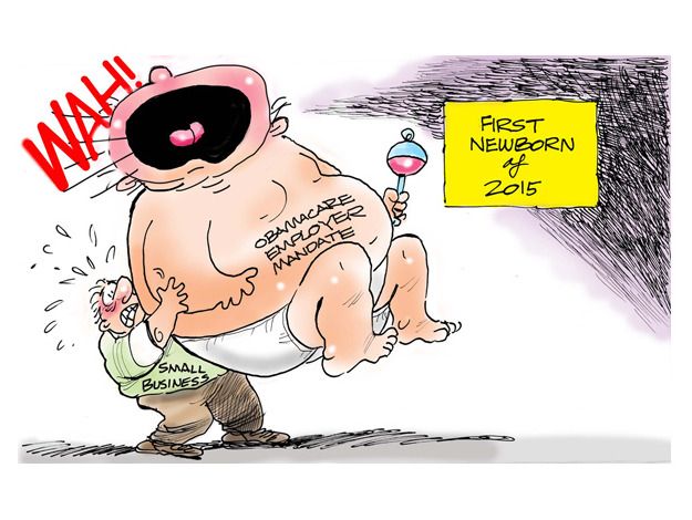 Political cartoon Obamacare employer mandate