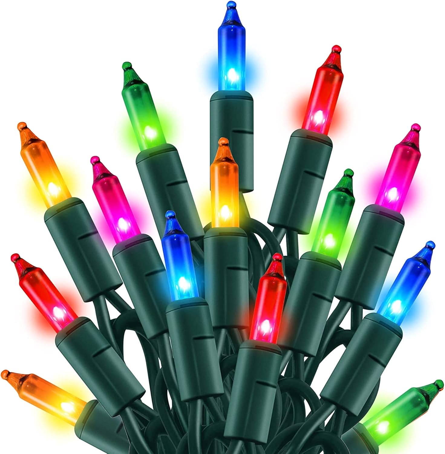 Tw Shine Outdoor Christmas Lights, 20ft 100 Count Christmas String Lights Incandescent, Waterproof Indoor Mini Christmas Tree Lights for Xmas Decorations, Multi Colored