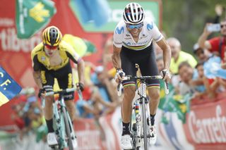 Valverde racing to victory at Mas de la Costa at last year's Vuelta a España