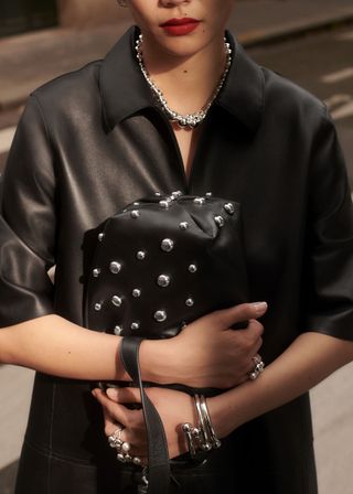 Studded Leather Clutch