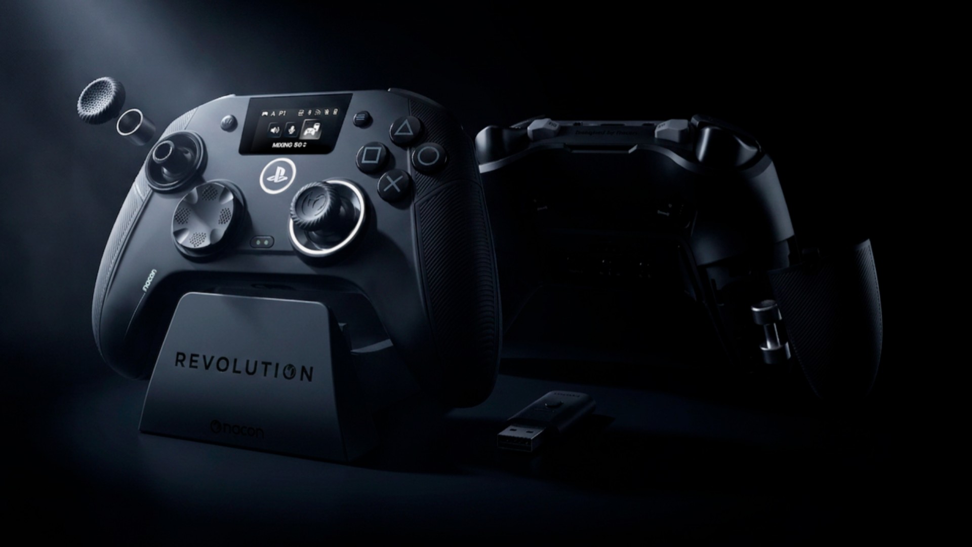 Nacon Revolution 5 Unlimited PS5 controller on a dark background