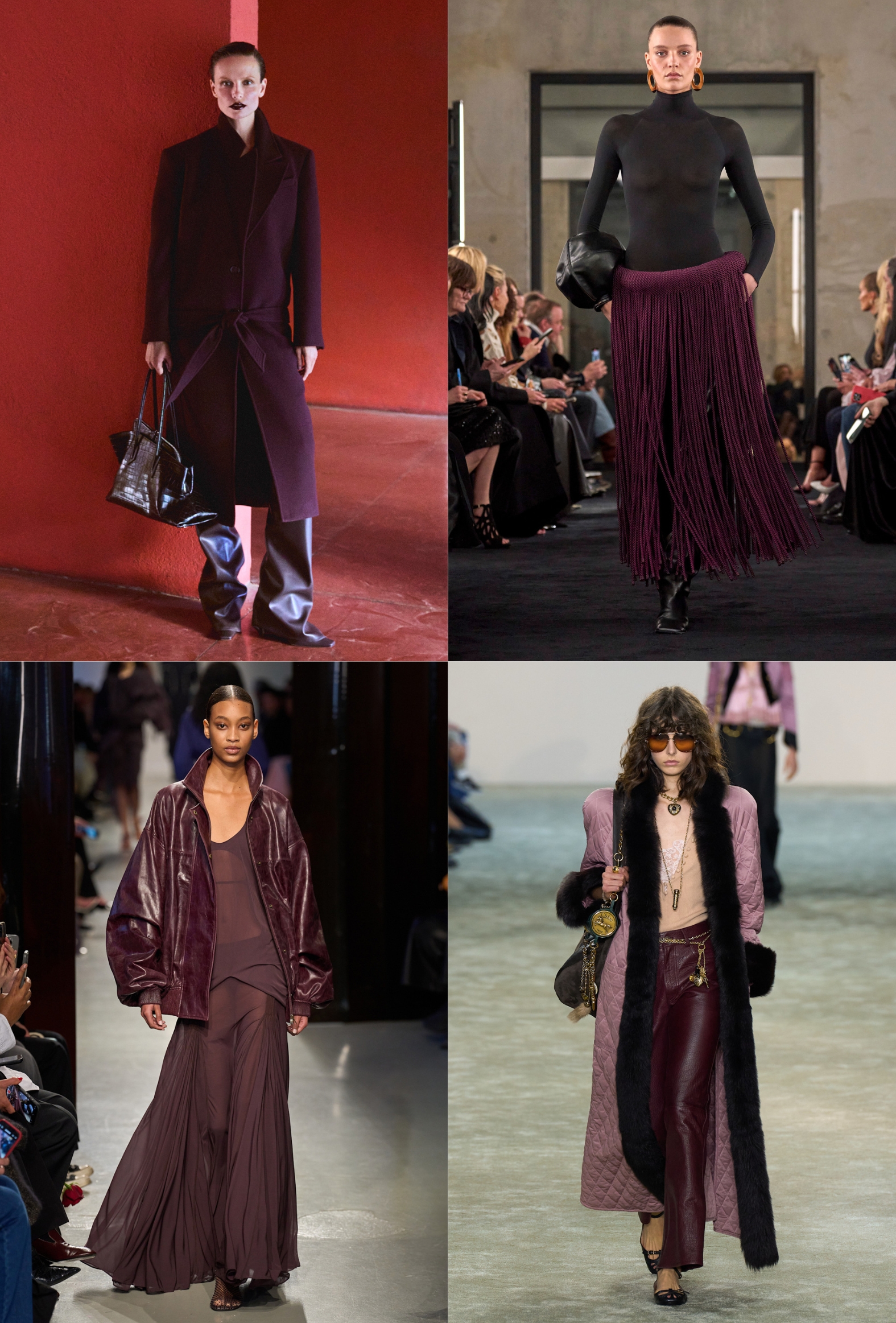 A collage of models walking the AW25 catwalks.