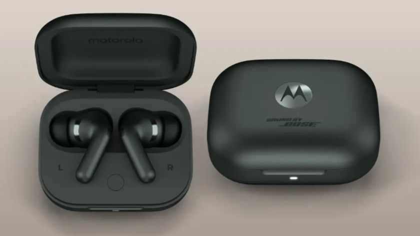 The Motorola Moto Buds Plus in a press render.