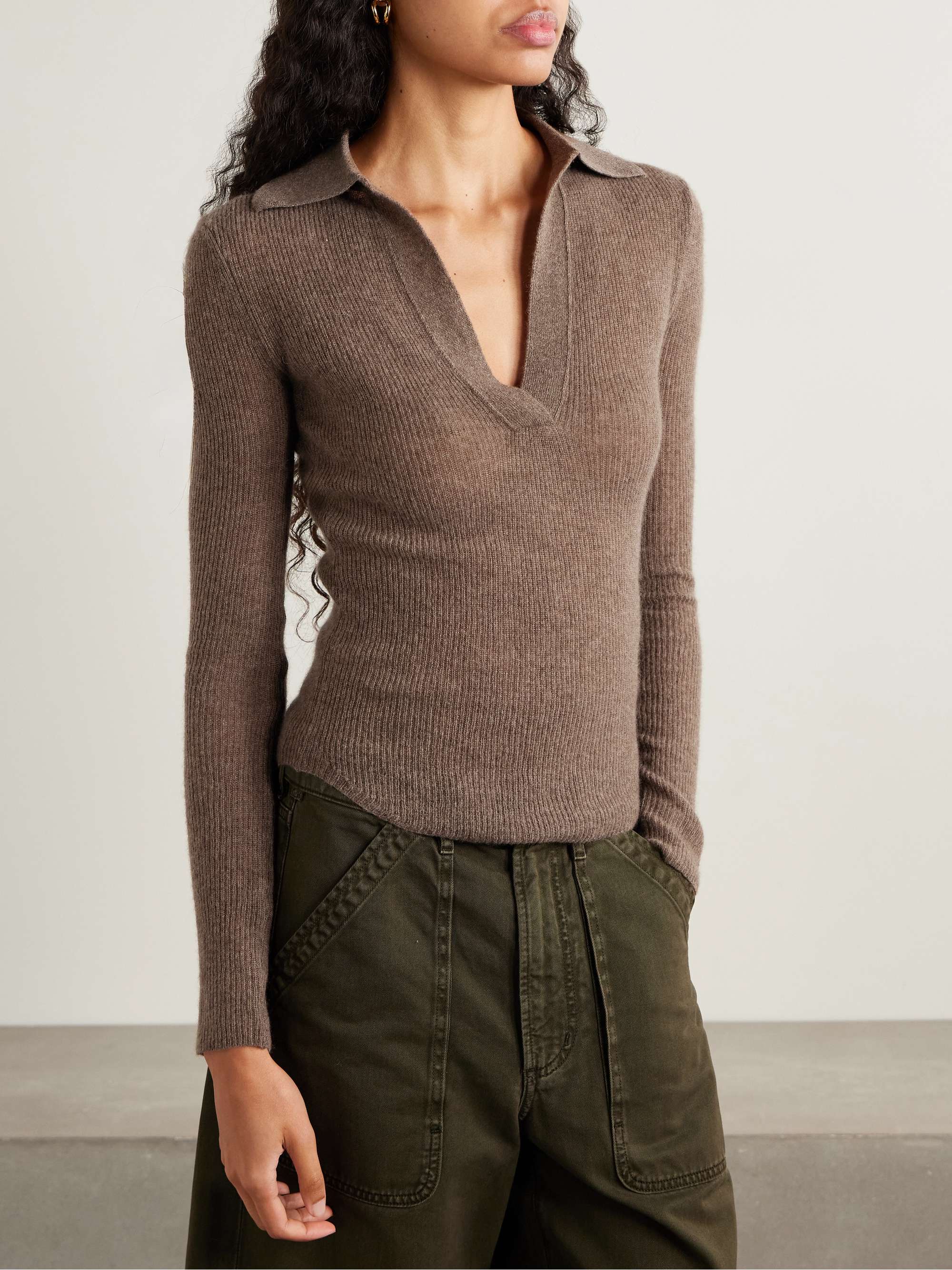 CITIZENS OF HUMANITY Simone Ribbed Wool and Cashmere-Blend Polo Sweater